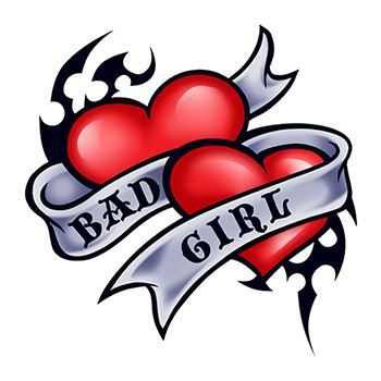 Bad Girl Hearts Temporary Tattoo