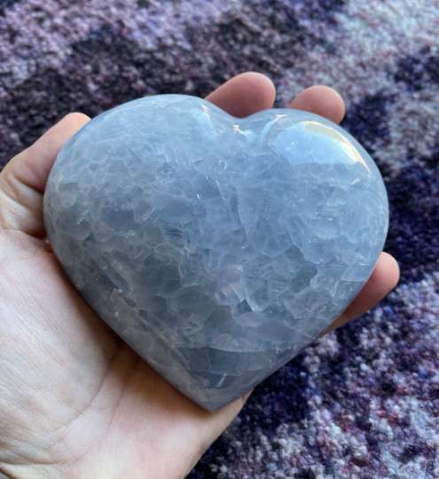Blue Calcite Heart Stone