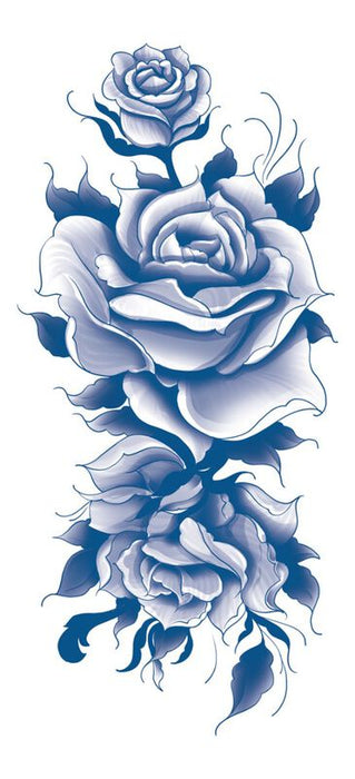 Blue Rose Sleeve Temporary Tattoo