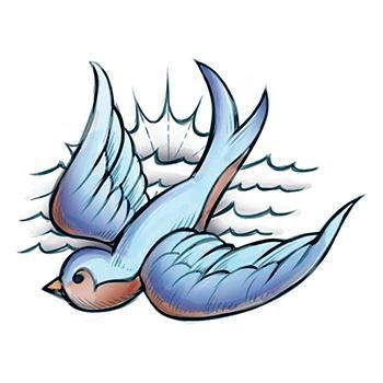 Blue Sparrow Temporary Tattoo