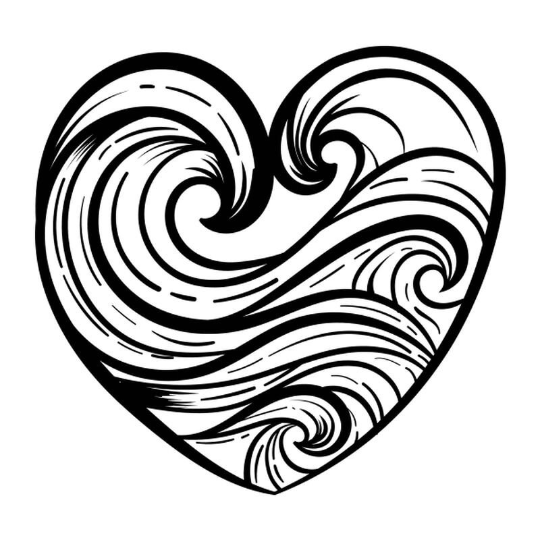 Wave Heart Temporary Tattoo