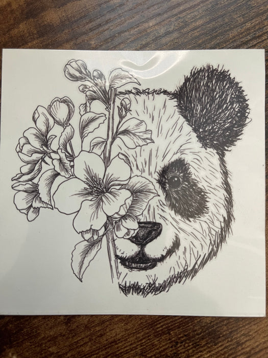 Panda Flower Temporary Tattoo
