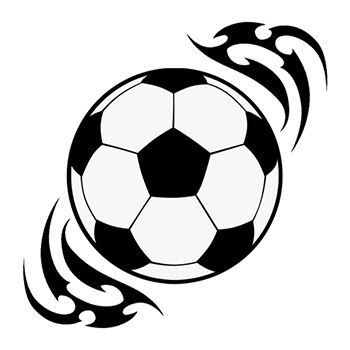 Soccer ball temporary tattoo surrounded by action lines to give illusion of motion. 