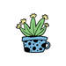Agave cactus in a blue polka dotted cup temporary tattoo. 