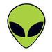 Green alien head with spooky eyes temporary tattoo. 