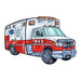 Red and white ambulance truck with 911 on the door; temporary tattoo. 