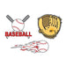 Three images. Left is a baseball with two bats in an X. Right there is a baseball mitt. Below is a baseball with flames behind it. Temporary tattoo. 