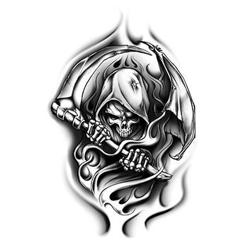Black Grim Reaper Temporary Tattoo