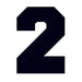 Bold black numeral two; temporary tattoo. 