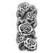 Five black and white roses arranged vertically; temporary tattoo.  