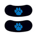Two eye blacks each with a blue paw print in the center; temporary tattoo. 