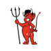 Creepy red devil with three tinned fork; temporary tattoo.