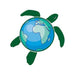 A turtle with the shell as the Earth; temporary tattoo.