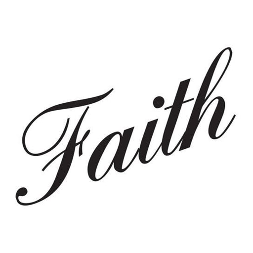 Cursive text of word "Faith"; temporary tattoo. 