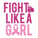 Pink text "FIGHT LIKE A GIRL" with boxing gloves dangling from the "T"; temporary tattoo. 