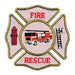 Fire Rescue patch with fire truck, fire hydrant, and a ladder; temporary tattoo. 