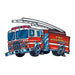 Child illustration of fire truck with a ladder on top; temporary tattoo. 