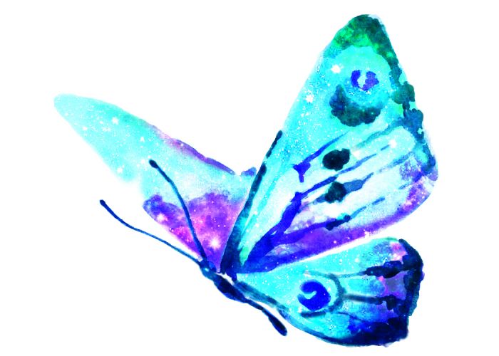 Dreamy butterfly design with wings that look like a galaxy; temporary tattoo. 