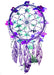 Purple, teal, and blue dream catcher with hanging feathers; temporary tattoo. 