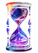 Hourglass with overlay of a picture of a galaxy; temporary tattoo. 