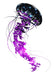 Jellyfish with purple shades and mystical flowing sting following it; temporary tattoo. 