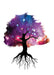 Silhouette of tree and roots with galaxy picture overlayed for leaves; temporary tattoo. 