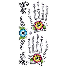 Set of Day of the Dead design hand temporary tattoos. 