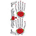 Day of the dead hand tattoos with red roses; temporary tattoos. 