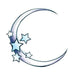 Very thing crescent moon with stars on top of it; temporary tattoo. 
