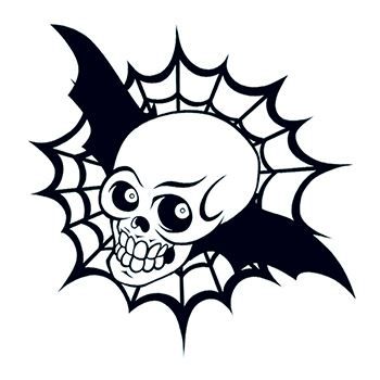 Glow In The Dark Spider Web Bat Skull Temporary Tattoo