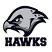 Black and white hawk head with text "HAWKS" below it; temporary tattoo