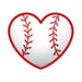 Heart with stitches to make it look like a baseball; temporary tattoo. 
