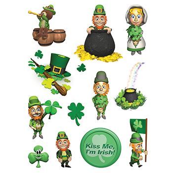 Sheet of 12 St. Patrick's Day temporary tattoos.