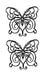 Two black line drawn butterflies temporary tattoos. 
