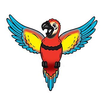 Macaw parrot temporary tattoo. 