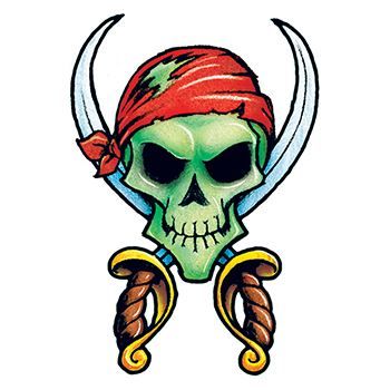 Pirate Skull Temporary Tattoo