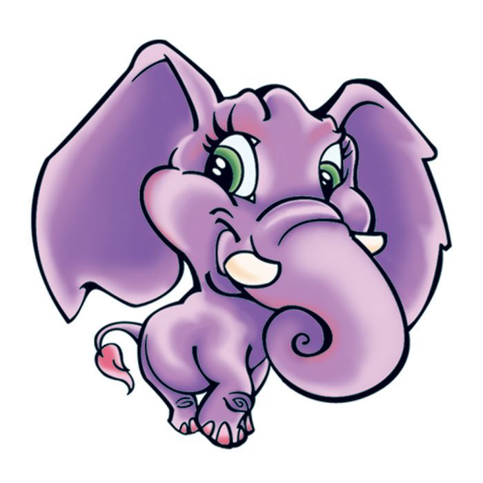 Purple Elephant Temporary Tattoo