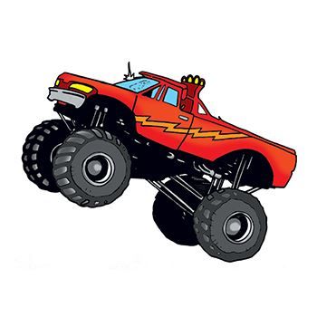 Red Monster Truck Temporary Tattoo