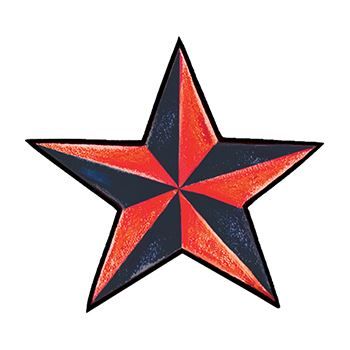 Red and Black Star Temporary Tattoo