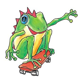 Skateboarding Frog Temporary Tattoo