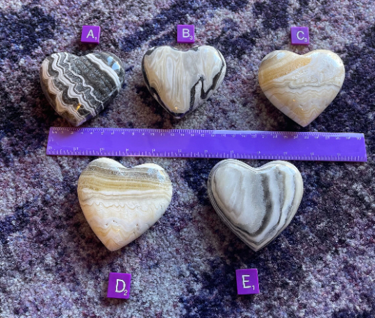 Zebra Calcite Hearts, 3.5"